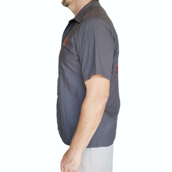 LUCKY 13 THIRTEEN button down short sleeve casual gray work shirt Momento Mori L - Picture 3 of 8